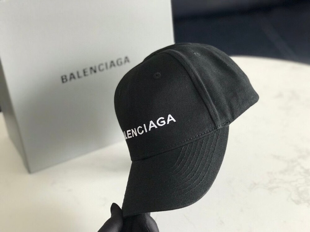 Balenciaga Logo Cotton Baseball Cap in Black - Picture 2 of 6